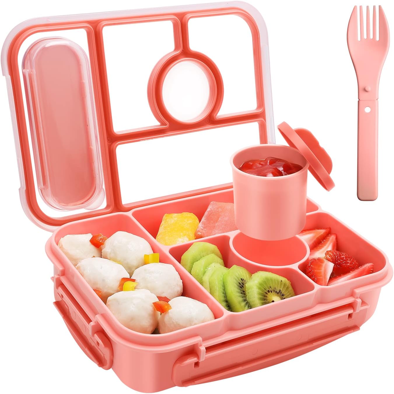 Bento Box Lunch Box Kids,Lunch Containers for Kids/Toddler,5 Compartments Bento Lunch Box for Kids with Sauce Vontainers,Microwave & Dishwasher & Freezer Safe,Bpa-Free(Blue)